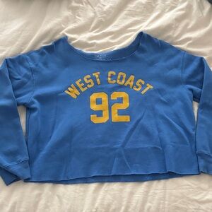 Zoe + Liv Blue off the shoulder sweatshirt